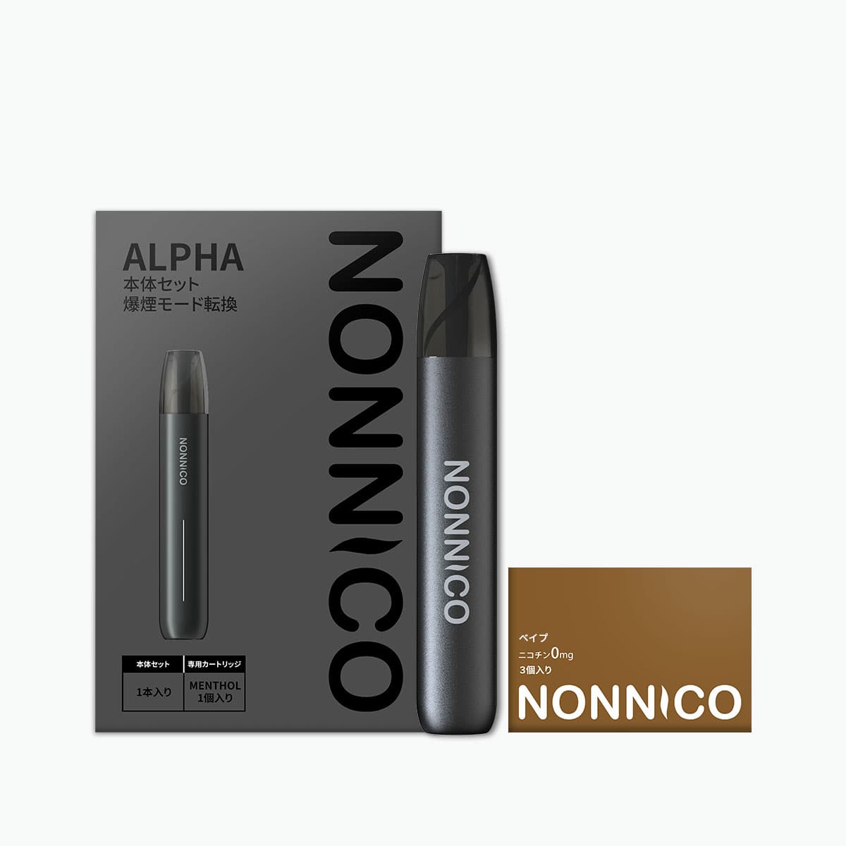 NONNICO Alpha POD型電子タバコ vape キットセット（ブラック / スモーク）