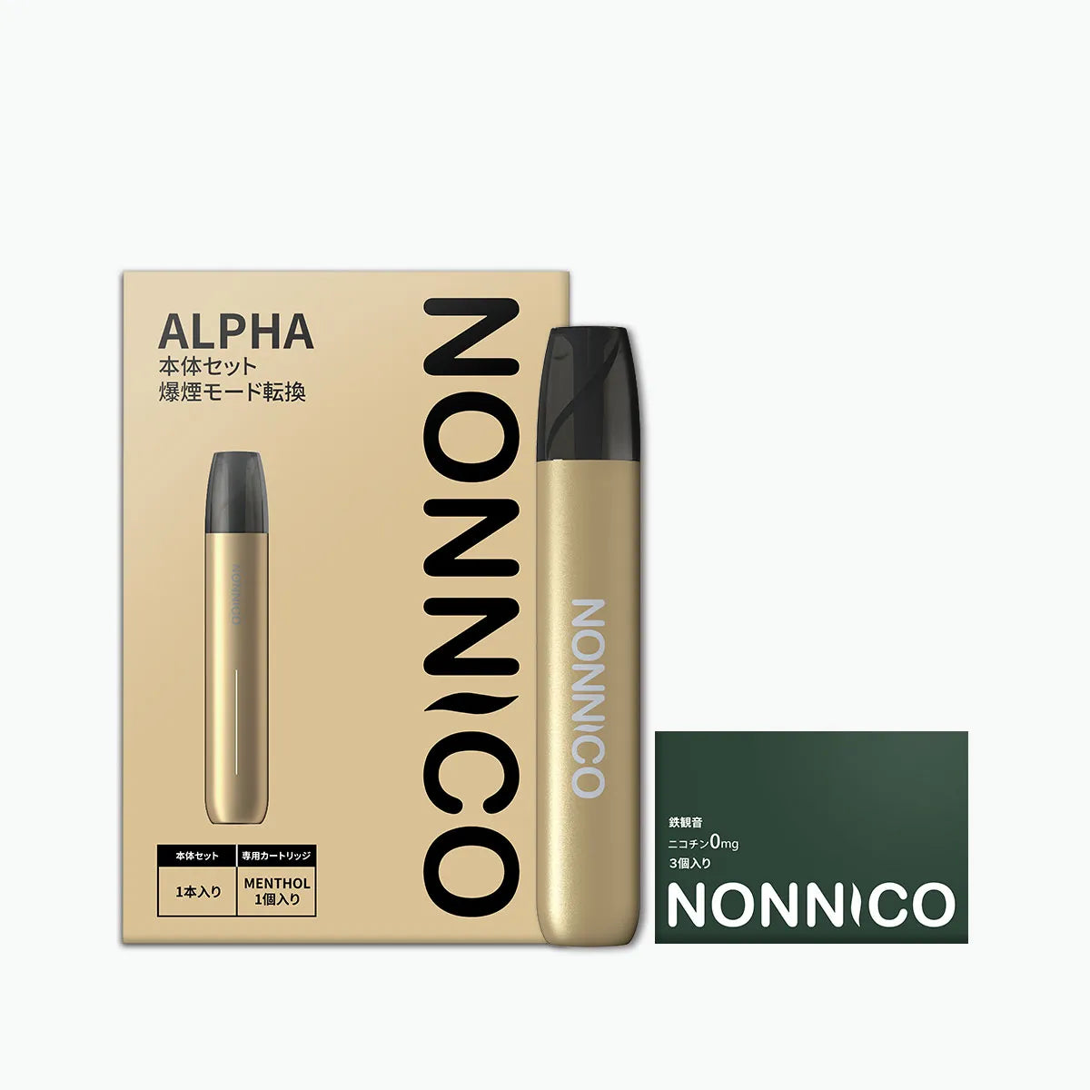 NONNICO Alpha POD型電子タバコ vape キットセット（ゴールド / 鉄観音）
