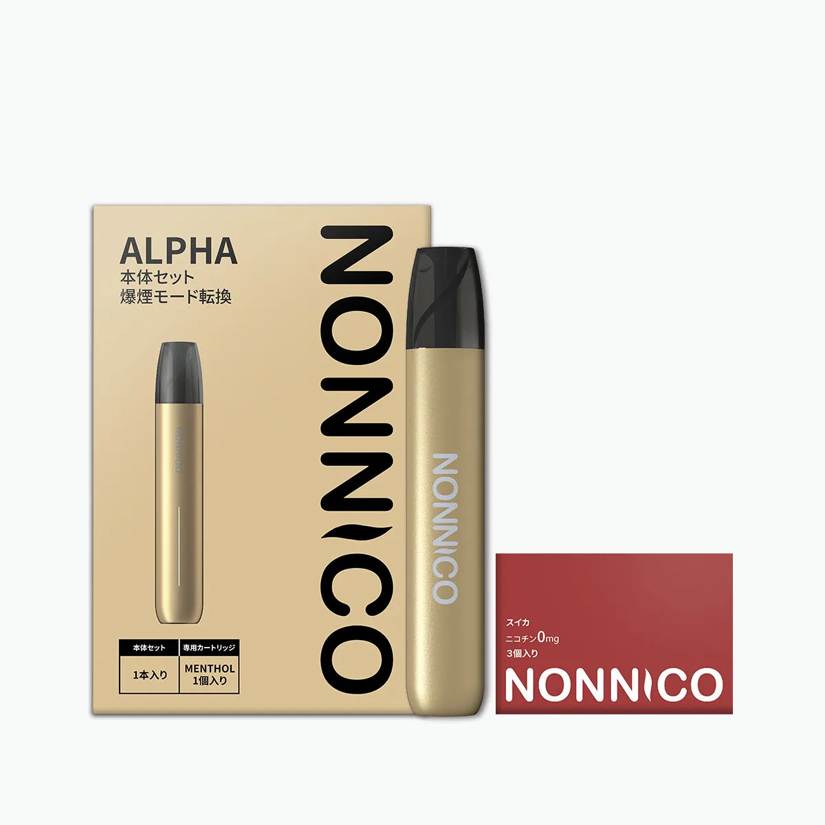 NONNICO Alpha POD型電子タバコ vape キットセット（ゴールド / スイカ）