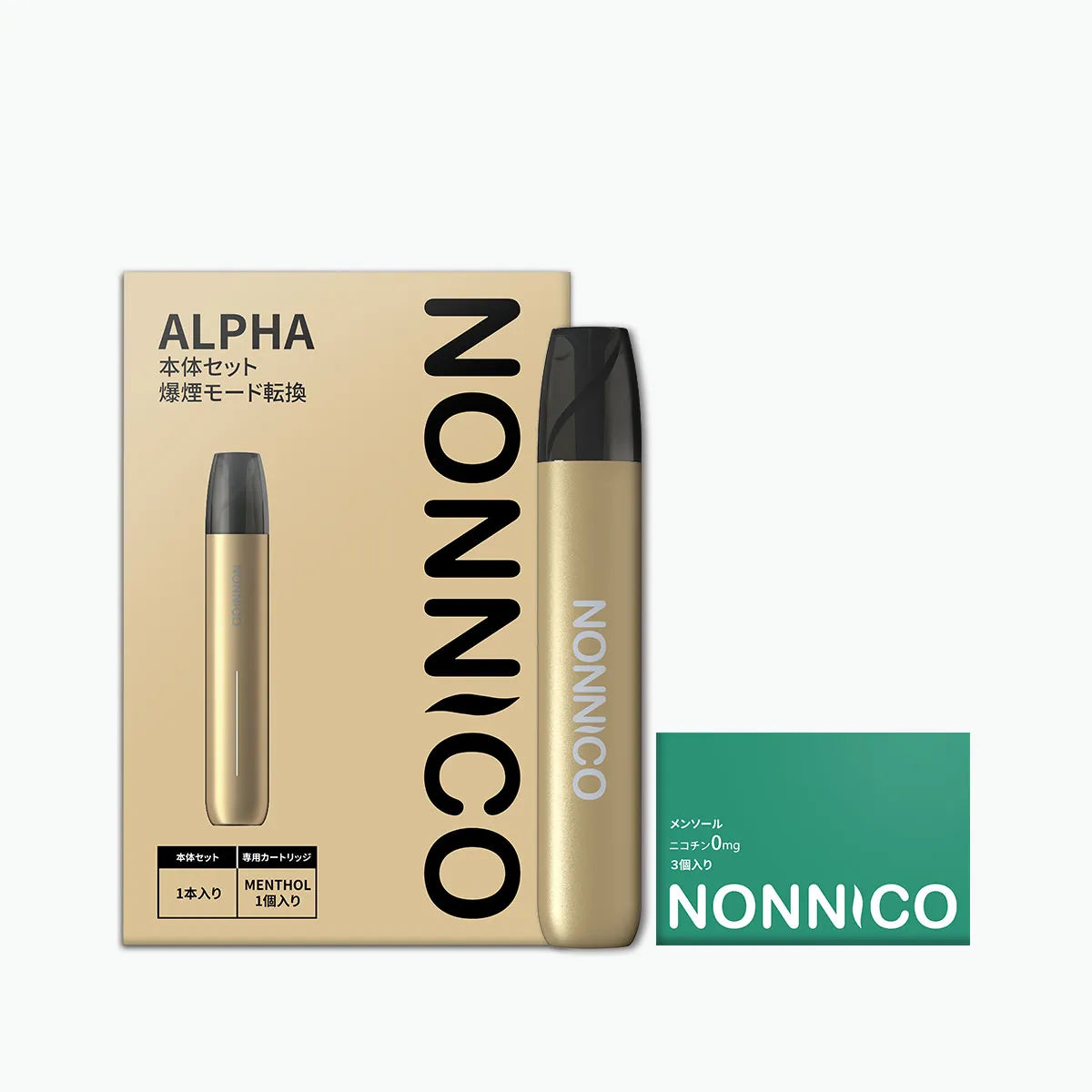 NONNICO Alpha POD型電子タバコ vape キットセット（ゴールド / メンソール）