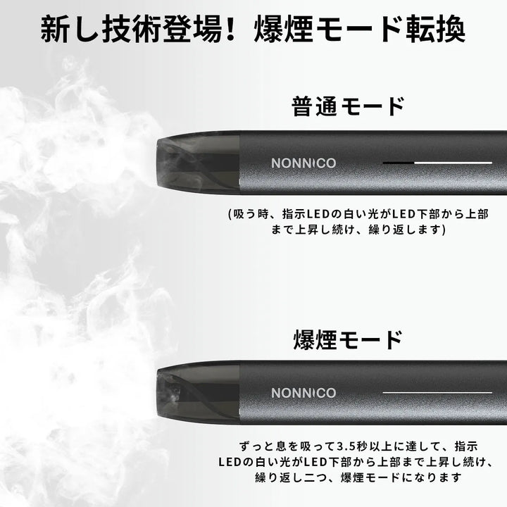 NONNICO Alpha POD型電子タバコ vape ブラック全新技術登場！ 爆煙モード転換