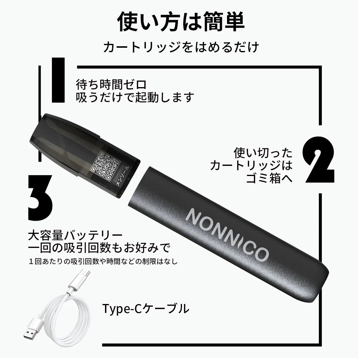 NONNICO Alpha POD型電子タバコ ブラック